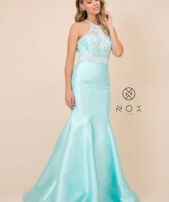 Prom Beaded Open Back Mermaid Dress By Nox Anabel 8296