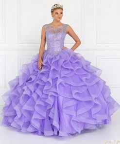 Beaded Ruffled Ball Gown With Bolero By Elizabeth K GL1555