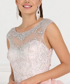 Beaded Ruffled Ball Gown With Bolero By Elizabeth K GL1555