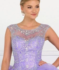 Beaded Ruffled Ball Gown With Bolero By Elizabeth K GL1555