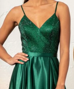 Prom Beaded Satin A-line Gown By Elizabeth K GL3040