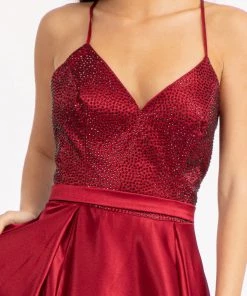 Prom Beaded Satin A-line Gown By Elizabeth K GL3040