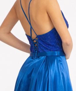 Prom Beaded Satin A-line Gown By Elizabeth K GL3040