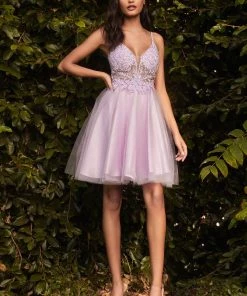 Beaded Short A-line Dress By Cinderella Divine CD0190 Prom