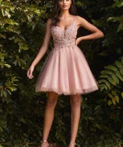 Beaded Short A-line Dress By Cinderella Divine CD0190 Prom