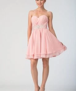 Prom Beaded Short Empire Waist Dress With Corset Back By Star Box 6133