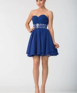 Prom Beaded Short Empire Waist Dress With Corset Back By Star Box 6133