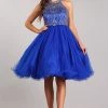 Beaded Short Halter Dress With Ruffled Skirt By Cinderella Couture 5022 Prom