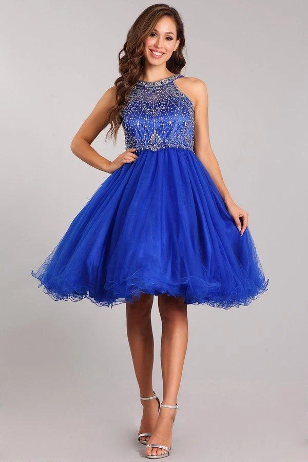 Beaded Short Halter Dress With Ruffled Skirt By Cinderella Couture 5022 Prom 3 Beaded Short Halter Dress With Ruffled Skirt By Cinderella Couture 5022 Prom