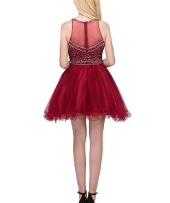 Beaded Short Illusion Dress With Ruffled Skirt By Star Box 17247 Prom