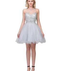 Beaded Short Illusion Dress With Ruffled Skirt By Star Box 17247 Prom
