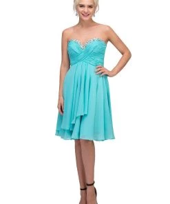 Prom Beaded Short Knee Length Dress With Corset Back By Star Box 6073