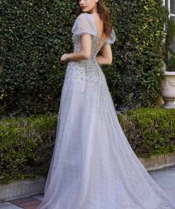 Beaded Short Sleeve Ball Gown By Cinderella Divine B708 Prom