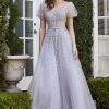 Beaded Short Sleeve Ball Gown By Cinderella Divine B708 Prom