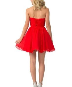 Beaded Short Strapless Dress With Corset Back By Star Box 6083 Prom