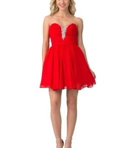 Beaded Short Strapless Dress With Corset Back By Star Box 6083 Prom