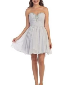 Beaded Short Strapless Dress With Corset Back By Star Box 6083 Prom