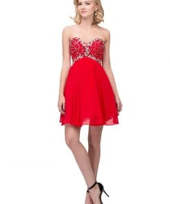 Prom Beaded Short Strapless Dress With Corset Back By Star Box 6084
