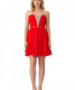 Prom Beaded Short Strapless Dress With Corset Back By Star Box 6138-1 11 Prom Beaded Short Strapless Dress With Corset Back By Star Box 6138-1