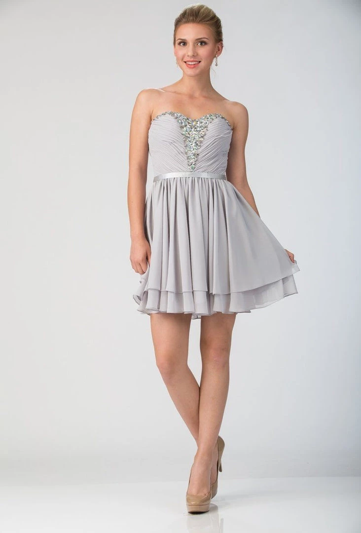 Prom Beaded Short Strapless Dress With Corset Back By Star Box 6138-1 3 Prom Beaded Short Strapless Dress With Corset Back By Star Box 6138-1