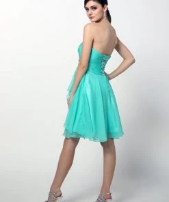 Beaded Short Strapless Sweetheart Dress With Corset Back By Juliet 741