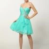 Beaded Short Strapless Sweetheart Dress With Corset Back By Juliet 741