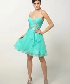Beaded Short Strapless Sweetheart Dress With Corset Back By Juliet 741