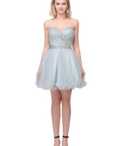 Prom Beaded Short Sweetheart Dress With Ruffled Skirt By Star Box 6059