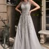 Beaded Silver Ball Gown By Cinderella Divine B710 Prom