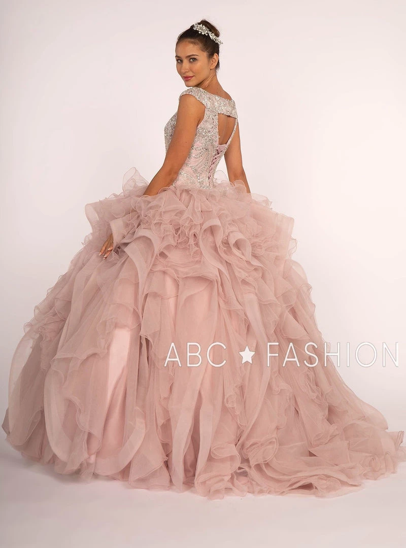 Beaded Sleeveless Ball Gown With Ruffled Skirt By Elizabeth K GL2514 4 Beaded Sleeveless Ball Gown With Ruffled Skirt By Elizabeth K GL2514