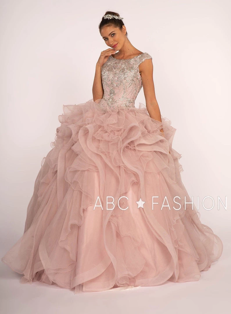Beaded Sleeveless Ball Gown With Ruffled Skirt By Elizabeth K GL2514 3 Beaded Sleeveless Ball Gown With Ruffled Skirt By Elizabeth K GL2514