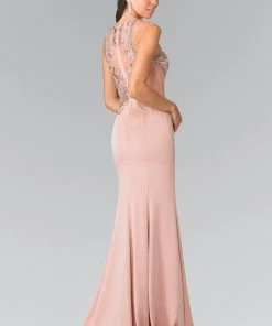 Beaded Sleeveless Dress With Sheer Back By Elizabeth K GL2237