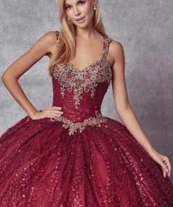 Beaded Sleeveless Glitter Ball Gown By Juliet 1428