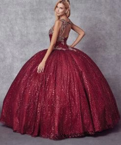 Beaded Sleeveless Glitter Ball Gown By Juliet 1428