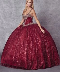 Beaded Sleeveless Glitter Ball Gown By Juliet 1428