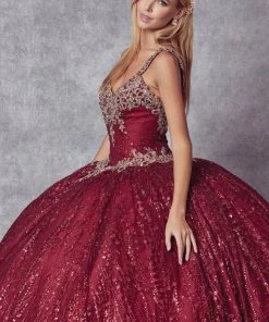 Beaded Sleeveless Glitter Ball Gown By Juliet 1428
