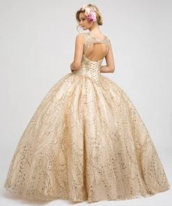 Beaded Sleeveless Glitter Ball Gown By Juliet 1428