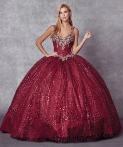 Beaded Sleeveless Glitter Ball Gown By Juliet 1428