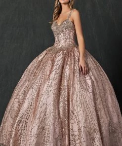 Beaded Sleeveless Glitter Ball Gown By Juliet 1428