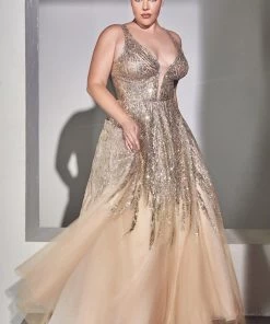 Beaded Sleeveless Gown By Cinderella Divine C135