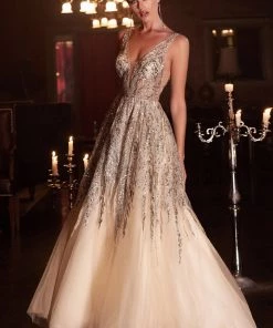 Beaded Sleeveless Gown By Cinderella Divine C135