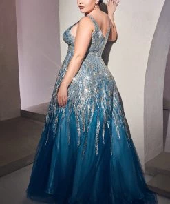 Beaded Sleeveless Gown By Cinderella Divine C135