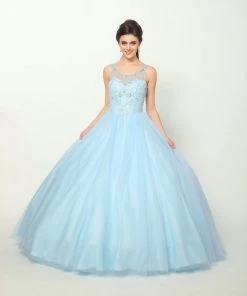 Beaded Sleeveless Illusion Ball Gown By Juliet 1417