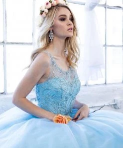 Beaded Sleeveless Illusion Ball Gown By Juliet 1417