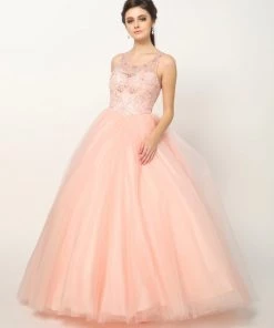 Beaded Sleeveless Illusion Ball Gown By Juliet 1417