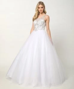 Beaded Sleeveless Illusion Ball Gown By Juliet 1417