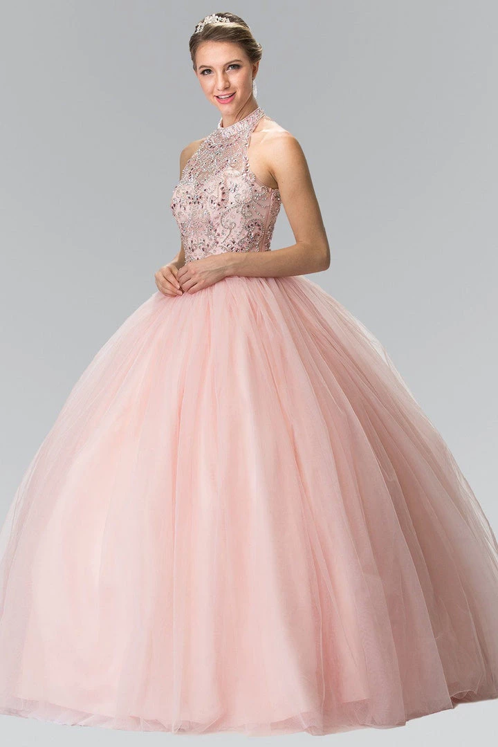 Beaded Sleeveless Illusion Ballgown By Elizabeth K GL2206 3 Beaded Sleeveless Illusion Ballgown By Elizabeth K GL2206