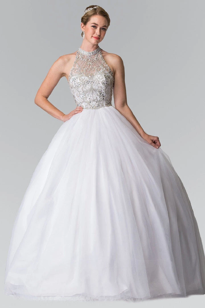 Beaded Sleeveless Illusion Ballgown By Elizabeth K GL2206 5 Beaded Sleeveless Illusion Ballgown By Elizabeth K GL2206