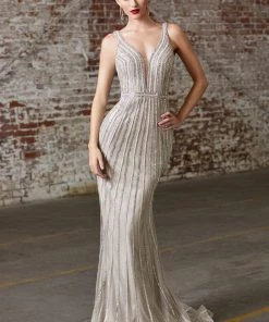 Beaded Sleeveless Mermaid Dress By Cinderella Divine CD901 Prom 8 Beaded Sleeveless Mermaid Dress By Cinderella Divine CD901 Prom