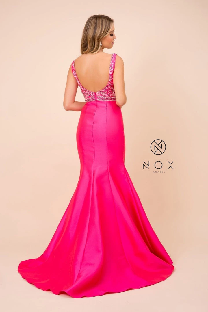 Prom Beaded Sleeveless Mermaid Dress By Nox Anabel 8307 4 Prom Beaded Sleeveless Mermaid Dress By Nox Anabel 8307
